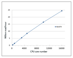 BLASTXベースのシステムでの並列性能